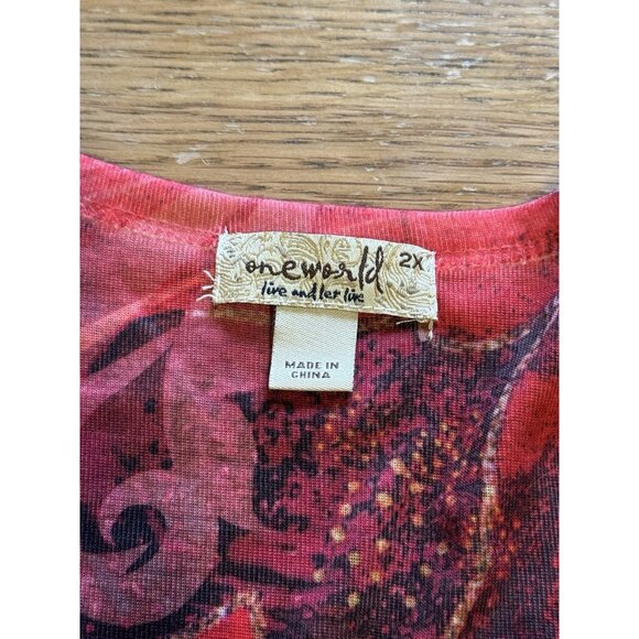 One World Live And Let‎ Live Woman Size 2X Colorful Sweater Blouse Gems Colorful - Picture 3 of 15